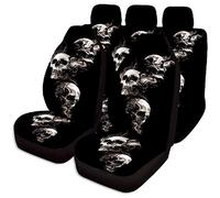 MIAOXIAO Housse de Siège de Voiture Universelles avec Halloween Skull Modèle Housse de Protection pour Plupart des Voitures berlines SUV ou Van,7pcs