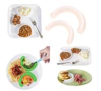 Miaoyak Lot de 2 séparateurs alimentaires en silicone, avec joint à ventouse, séparateur d'assiettes, pour empêcher les aliments qui coulent de se répandre pour la maison et la cuisine