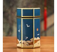 Miaoyak Pot à thé hexagonal créatif, réservoir de stockage de thé chinois en fer blanc, petite boîte à thé portable scellée, boîte à thé vide, accessoires de service à thé