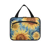 miaozhen Art Sun Flowers Trousse de toilette à suspendre avec crochet, design pliable pour adultes cartera para maquillaje L, fleurs de soleil art, Moderne