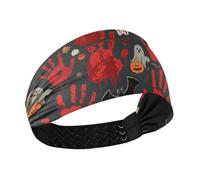 miaozhen Bandeau athlétique antidérapant avec empreintes de sang rouge pour femme pour le tennis, le cyclisme, usage quotidien, bandas pour entraînement para el cabello