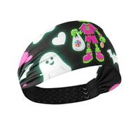 miaozhen Bandeau de yoga Happy Halloween Zombie rose noir évacuant l'humidité extensible pour le maquillage, le cyclisme, le football, le basket-ball bandas para el sudor