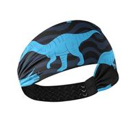 miaozhen Bandeau élastique antidérapant pour femme, motif dinosaure fluorescent, bleu, noir, pour randonnée, lavage du visage, football, diadéma para ni