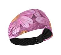 miaozhen Bandeau extra large anti-humidité pour femme, motif marguerite, rose, bandeau élastique pour maquillage, basket-ball, cyclisme, banda para la cabeza