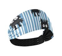 miaozhen Bandeaux antidérapants pour femme Motif monstre noir bleu et blanc rayé Pour cyclisme, football, cyclisme, volley-ball