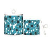 miaozhen Black Eyed Susan Simple Line Art Valentinesnes Organiseur alimentaire en plastique transparent avec couvercle pour garde-manger Essentiels Pot de rangement décoratif pour cotons-tiges