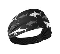 miaozhen Black Shark Bandeau antidérapant tendance pour femme Bandes élastiques pour le tennis, le tennis, le football, le yoga, cinta para el cabello