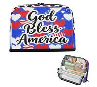 miaozhen Boîte à crayons de grande capacité pour adolescents, collège God Bless Americas, patriotique Usa cartuchera escolar para ninos