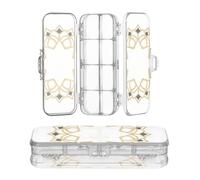 miaozhen Boîte à crayons en plastique transparent 2 couches dorées de luxe pétales de fleurs motif noir conteneurs de rangement pour fournitures de papeterie avec bouton-pression et couvercle