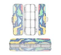 miaozhen Boîte à crayons transparente 2 couches Dinosaure Ptérodactyle Ségosaure Stylos Marqueurs pour loisirs créatifs avec couvercle Bleu foncé