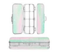 miaozhen Boîte à crayons transparente à double étage pour enfants avec couvercle hermétique Motif étoile Vert pêche dégradé