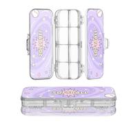 miaozhen Boîte à crayons transparente à double étage Softball Just Play Motif violet Étui rigide pour papeterie avec couvercle