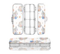 miaozhen Boîte à crayons transparente en plastique double couche hippopotame drôle volant cœur blanc orange boîte de rangement pour papeterie avec bouton-pression et couvercle