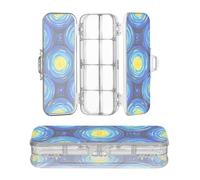 miaozhen Boîte de rangement à crayons transparente double plateau bleu jaune ciel rigide pour loisirs créatifs avec couvercle
