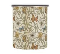 miaozhen Boîtes de rangement avec couvercles en acier inoxydable William Morris marguerites et papillons Beige Ouverture bouton 900 ml