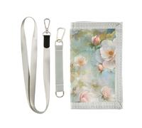 miaozhen Bulgaria Rose Beauty Summer Flowers Portefeuille à trois volets pour femme en nylon léger Portefeuille de voyage pour homme avec cordon Carteras para hombre, Bulgarie rose beauté Fleurs d'été