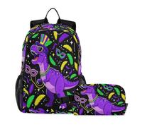miaozhen Cartable avec sac à déjeuner motif chat graffiti Mardi Grawr T-rex Dino 18 L Sac à dos d'école pour filles avec boîte à déjeuner, 10-12, mochilas con loncheras para ni ? as