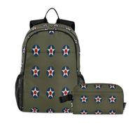 miaozhen Cartable pour garçon chat graffiti Air Corps Ww1 Ww2 Aircraft Roundel 18L Sac d'école et boîte à déjeuner pour garçons, 10-12, ensemble de mochila y lonchera para ni ? as