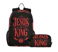 miaozhen Cartable pour garçon Chat Graffiti Is King Gothic Rouge Noir 18 L Sac à dos pour garçons avec boîte à déjeuner, 9-10 ans, mochilas escolares para ni ? as con lonchera