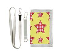 miaozhen Carteras para hombre Portefeuille à trois volets pour homme et femme Motif carreaux et étoiles Jaune, Cartoon, carreaux, étoiles, jaune, 1 size