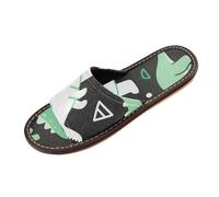 miaozhen Cartoon Cute Dinosaur Stegosaurus Green Black Men and Women Slippers Indoor Outdoor Reusable Soft personalizadas para Open Toe Slip-on Home Shoes for Pool, Hotel, Travel chanclas para, Dessin