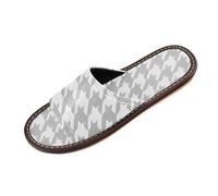 miaozhen Chaussons classiques gris blanc pied-de-poule d'intérieur et d'extérieur lavables doux personnalisés chaussures de chambre à coucher pour fête, voyage, invités chanclas para hombres