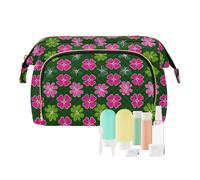 miaozhen Clover Leaf Fuchsia Sage Green Sacs cosmétiques de voyage étanche pour femme Porte-monnaie Portefeuille pour cartes clés Organisateur de maquillage
