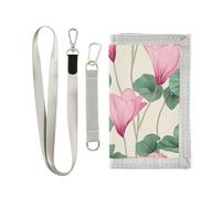 miaozhen Cyclamen Persicum Beauty Flowers Portefeuille à trois volets pour femme minimaliste décontracté porte-cartes portefeuille avec cordon Carteras para hombre, Cyclamen Persicum Beauty Flowers, 1
