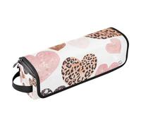 miaozhen Étui de voyage 2 en 1 pour fer à friser avec tapis résistant à la chaleur, sac de rangement pour fer à friser, fer à friser, sèche-cheveux, cœurs léopard, essentiels de voyage des années 80