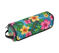 miaozhen Étui de voyage 2 en 1 pour fer à friser et tapis résistant à la chaleur, sac de rangement pour fers plats, lisseurs, fers à friser, fleurs hawaïennes colorées d'été, Fleurs hawaïennes d'été