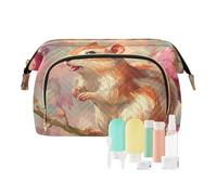 miaozhen Gerbil Okra Sac à pharmacie avec fermeture éclair pour ranger des cartes et de l'argent Motif fleurs rouges, gerbille okra fleurs rouges peinture, Moderne