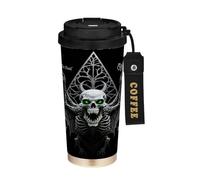 miaozhen Gobelets à café de voyage avec couvercle style carte squelette maléfique tarot tasse isotherme en acier inoxydable pour chaud et froid 500 ml