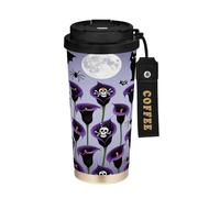 miaozhen Gobelets à café de voyage pour femme avec couvercles, lys calla violets, mystère d'Halloween, tasse de voyage isotherme en acier inoxydable pour boissons chaudes et froides, 500 ml
