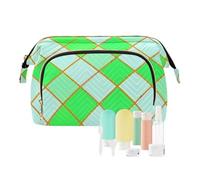 miaozhen Grand sac à maquillage léger vert citron à carreaux buffle doré pour femme pour organisateur de maquillage monedero chico para monedas, Carreaux vert citron à carreaux buffalo doré, Moderne