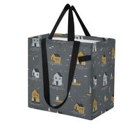miaozhen Grand sac fourre-tout en toile léger pour femme - Sac d'épicerie pour demoiselle d'honneur - Kit de livraison de maternité Essential Ocean Cottage - Gris