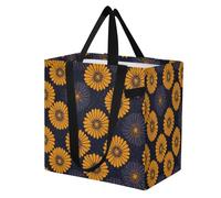 miaozhen Grand sac fourre-tout en toile pour femme, sac d'épicerie pour demoiselle d'honneur, kit de livraison de maternité, style gothique essentiel, aster, or, orange et bleu marine