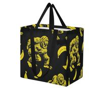 miaozhen Grand sac fourre-tout en toile robuste pour la cuisine, sac d'épicerie pour demoiselle d'honneur, sac de courses pour homme, monstres en colère, bananes, noir et jaune