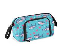miaozhen Grande trousse à crayons de grande capacité avec fente pour l'école pour femme et maternelle, joyeux Saint-Valentin, dessin animé, poisson bleu, estuche de mer, para lapices gris