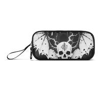 miaozhen Grande trousse à crayons en nylon avec motif tête de mort mystérieuse, cartes de tarot, noir et blanc, grande capacité, fermeture éclair, trousse à crayons en maille pour adolescents du lycée