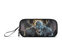 miaozhen Grande trousse à crayons en nylon de style anime squelette maléfique tarot noir haute capacité en maille trousse à crayons organisateur de papeterie pour collège adolescent estuche para