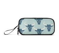 miaozhen Grande trousse à crayons en nylon style taureau Jon Klassen bleu layette grande capacité en maille pour bureau garçons estuche para