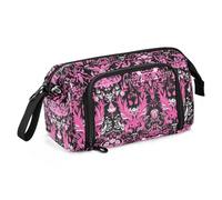 miaozhen Grande trousse à crayons multifonction de grande capacité pour adultes, université, noir et pêche, fleurs vintage cartuchera para los lapices