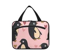 miaozhen Grande trousse de maquillage à suspendre Pingouin Peach pour la Saint-Valentin avec crochet, accessoire de designer pour papa bolsa para maquillaje L, Pingouin Pêche Or Saint-Valentin