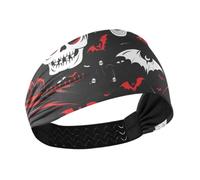 miaozhen Grim Shore Design Rouge Noir Halloween Bandeau de Sport Refroidissement Extensible Large Bandeau pour Cheveux Femme pour Volley-ball Maquillage Randonnée Basketball Cinta Para el Cabello
