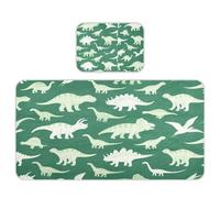miaozhen Housse de matelas imperméable rafraîchissante pour bébé - 71,1 x 132,1 cm - Silhouette de dinosaure tricératops - Coussinets verts pour lit d'enfants et adultes