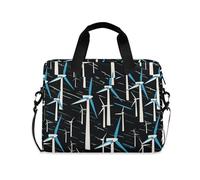 miaozhen Housse pour ordinateur portable de 15 à 16 pouces - Résistante à l'eau - Grand moulin à vent bleu poudré - Style italien - Sac de voyage pour homme et femme