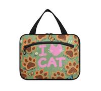 miaozhen I Love Cats Claw Organiseur de cosmétiques à suspendre avec crochet, design compact pour femme Bolso de maquillaje para mujer L, I love cats claw green, Moderne