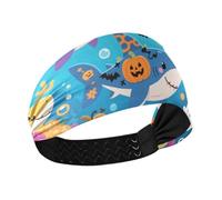 miaozhen Joli requin coloré antidérapant pour Halloween ? Bandeau de yoga élastique pour femme pour un usage quotidien, tennis, lavage du visage, bandas de yoga para el sudor