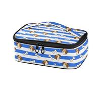 miaozhen Lonchera para almuerzo Sac à déjeuner pour homme Motif os rayé Bleu Blanc