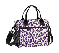 miaozhen Lonchera para almuerzoas Sac à déjeuner vertical avec bandoulière et fermeture éclair pour homme Motif léopard Violet